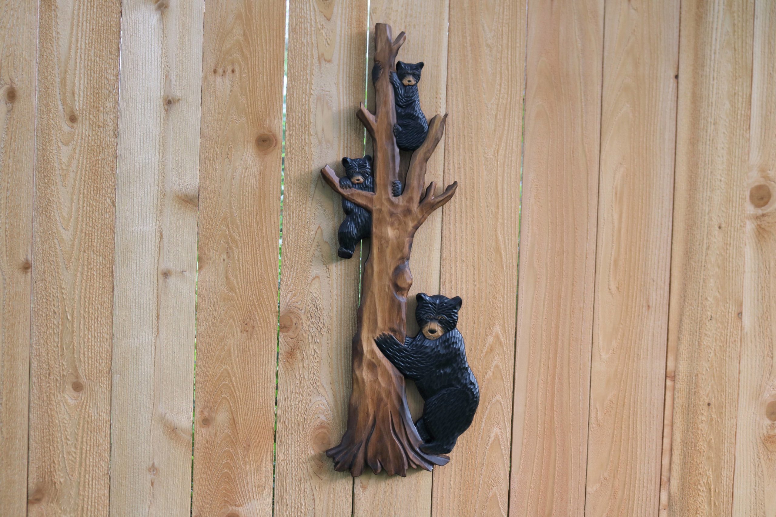 木彫り 熊 家族 wooden curved bear family Amazon.com: Black Forest Décor Bears on Log Sculpture : Home